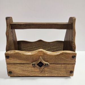 Vtg Wooden HIMARK Pat. P Yoshikawa  MCM Rustic Country Table Caddy Decor